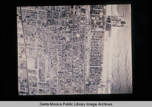 Fairchild Aerial Surveys photography of the Santa Monica coastline north to south from the Crystal Pier and Hollister Avenue to the Ocean Park PIer and Pier Avenue (Job #C235-B12) flown June 1928