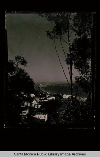 Mouth of Santa Monica Canyon and coastline looking south to the Santa Monica Pier