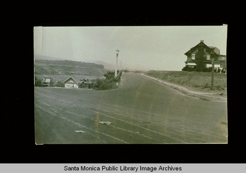 Ocean Avenue and Adelaide Drive looking into Santa Monica Canyon, Santa Monica, Calif