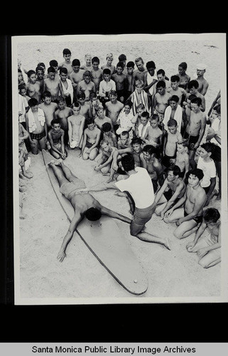 Santa Monica Recreation Department Junior Life Guards training at Santa Monica Beach, August 31, 1955