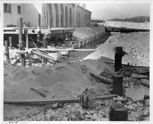 Municipal Auditorium under construction in the process of being transformed into the Westinghouse Enchanted Forest building at Pacific Ocean Park, Santa Monica, Calif