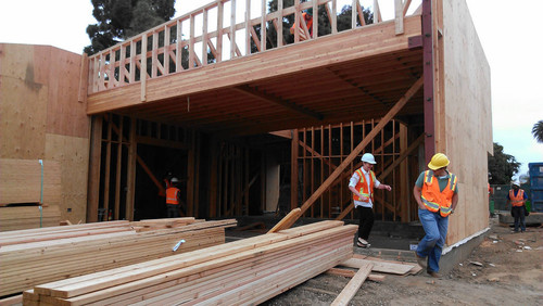 Construction of the Annex looking from the southeast, Pico Branch Library, June 6, 2013, Santa Monica, Calif