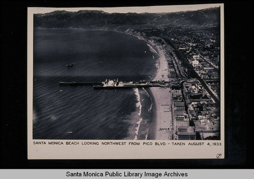 Santa Monica Beach looking northwest from Pico Blvd. on August 4, 1933