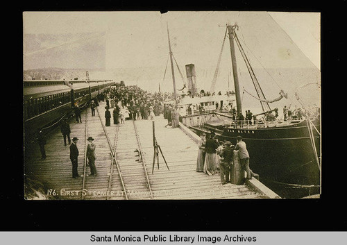 Steamship at the Long Wharf freight pier built by the Southern Pacific Railroad Company in 1893