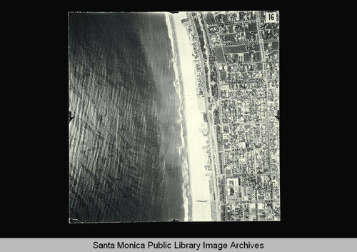 Aerial map of Santa Monica City flown by Pacific Air Industries on April 1, 1950 with section boundaries: Georgina, Fourth Street, and Wilshire Blvd