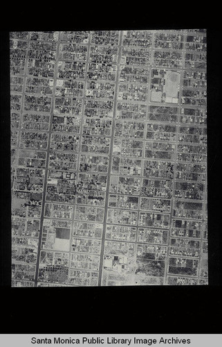 Aerial survey of the City of Santa Monica north to south (north on right side of the image) Washington Avenue to Broadway including Lincoln Junior High School on California Avenue, the Douglas Aircraft Company on Wilshire Blvd. and McKinley School on Santa Monica Blvd. (Job#C235-E6) flown in June 1928