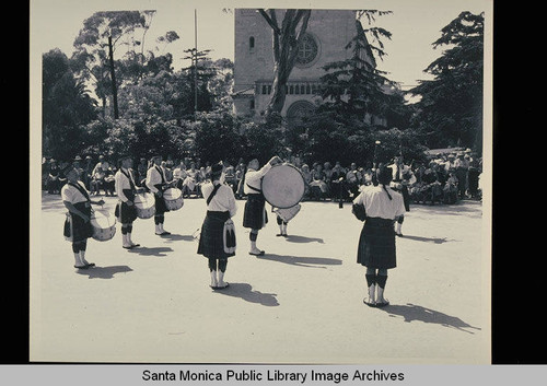 Scottish dancers at the Santa Monica Recreation Department Fair in Lincoln Park, July 18, 1954