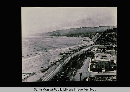 Canyon and coastline looking north from Santa Monica, Calif