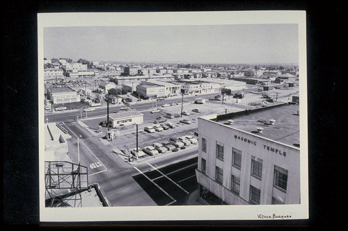 Masonic Temple, 158 Marine Street at Neilson Way looking toward Main Street (Ocean Park Redevelopment Project)