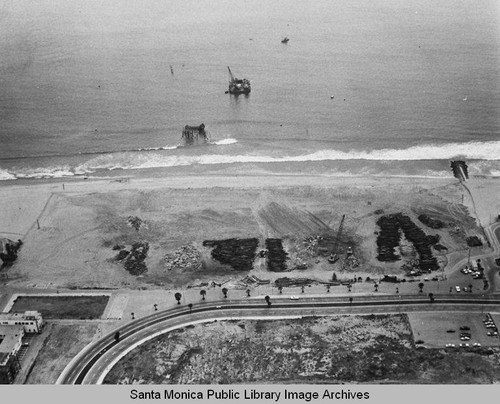 Remains of the Pacific Ocean Park Pier looking west from Santa Monica, June 3, 1975, 2:30 PM