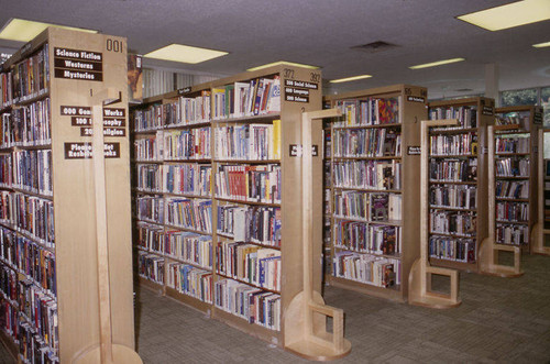 Interior of the original Fairview Avenue Branch Library at 2101 Ocean Park Blvd in Santa Monica before the 2002-03 remodel designed by Architects Killefer Flammang