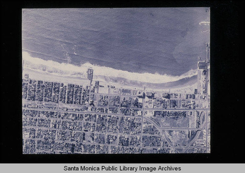 Aerial survey of the Santa Monica coastline including storm drains, watersheds and piers, north to south (Job 4915, Section 7: Santa Monica Pier at Colorado Avenue to the Crystal Pier at Hollister Avenue) flown December 13, 1937