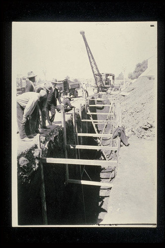 Lincoln Blvd. at Colorado Avenue, Santa Monica dragline excavation for 10 foot monolithic storm sewer with eighteen foot depth