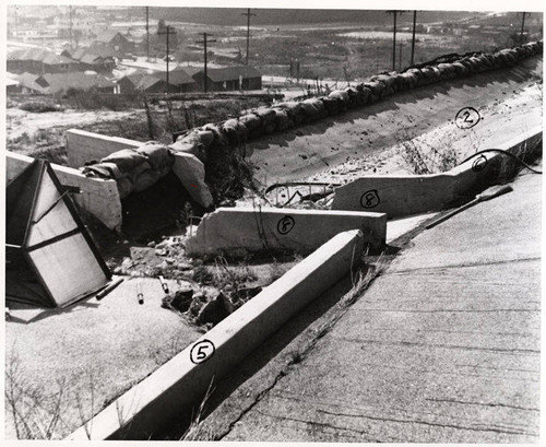 Storm drain damage at the Santa Monica Municipal Airport, November 17, 1952