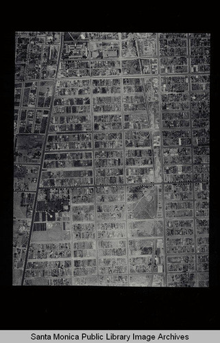 Aerial survey of the City of Santa Monica north to south (north on right side of the image) Broadway to Pico Blvd. including Santa Monica High School on Pico Blvd. (Job#C235-D9) flown in June 1928