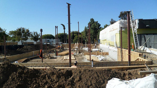 Foundation construction looking from the east, Pico Branch Library, February 28, 2013, Santa Monica, Calif