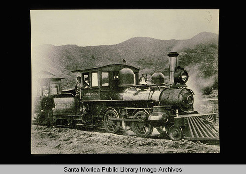 Locomotive on railroad line, Santa Monica, Calif