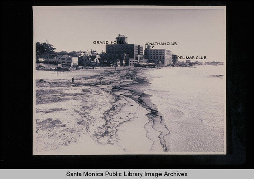 Santa Monica tide studies in front of the Grand Hotel, Jonathan Club and the Del Mar Club with tide 4.2 feet on March 4, 1938 at 11:35 AM