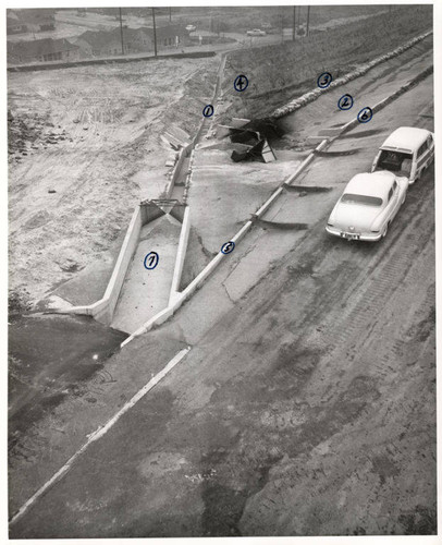 Santa Monica Municipal Airport drainage project repairing storm damage, January 19, 1953