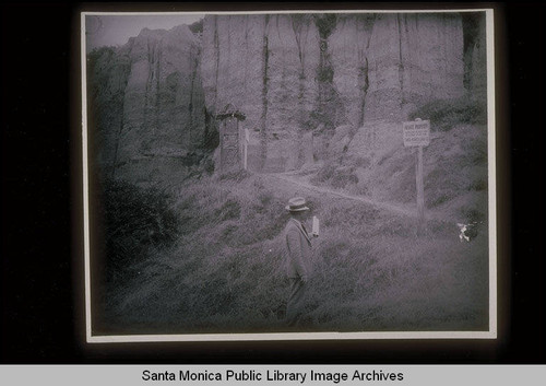 Sequoia Land Company sign at the foot of the palisades, Santa Monica, Calif