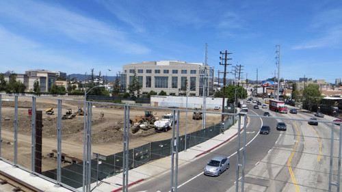 View of Sepulveda Boulevard looking north from Expo Line Expo/Sepulveda station, April 28, 2017