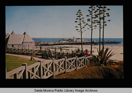 View of the Santa Monica Pier and Deauville Club from Palisades Park, Santa Monica, Calif