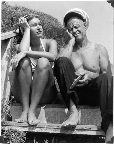 Captain George Watkins, dean of lifeguards, and Louise Hill, Santa Monica, Calif