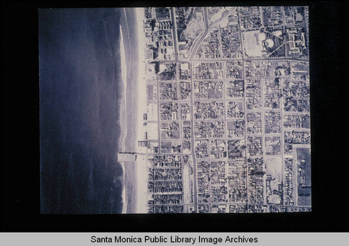 Fairchild Aerial Surveys photography of the Santa Monica coastline north to south from Pico Blvd. to Santa Monica High School, John Adams Junior High School and Ocean Park Blvd. (Job #C164-6) flown January 1928