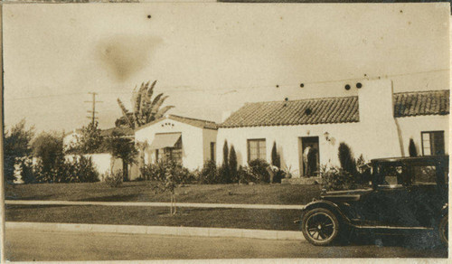 Car parked in front of homes in the 300 block of Sixteenth Street, north of Carlyle Avenue, Santa Monica, Calif