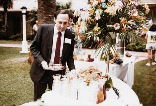 Santa Monica Mayor Ken Edwards at the Olympic Torch Relay breakfast on July 21, 1984, Santa Monica, Calif