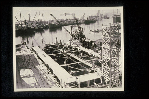 First unit of the Santa Monica breakwater construction begun in 1934