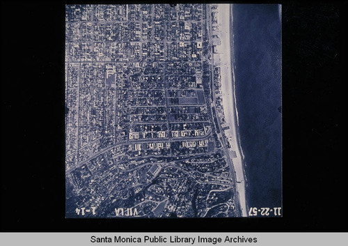 Fairchild Aerial Surveys photography of the Santa Monica coastline south to north from Washington Avenue to Chautauqua Blvd. (Job# VII LA 14) flown November 22, 1957