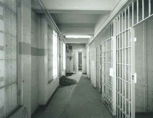 Interior of the Santa Monica City Hall Jail Wing designed by architects Joseph M. Estep and Donald B. Parkinson built with PWA funds in 1938-1939