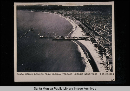 Santa Monica beaches from the Arcadia Terrace looking northwest on October 25, 1934
