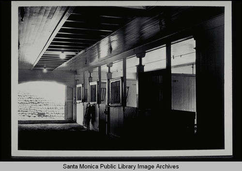 Interior of horse stable on Will Rogers ranch, Pacific Palisades, Calif. built in the 1920s