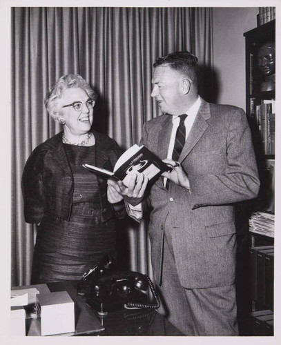 City Librarian Hilda Glaser with Crosby Maynard of Douglas Aircraft Company