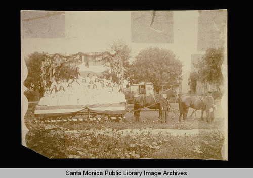 Float on the day of dedication of the Academy of Holy Names, February 22, 1901, Santa Monica, Calif