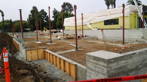 Foundation construction looking from the southeast, Pico Branch Library, March 14, 2013, Santa Monica, Calif