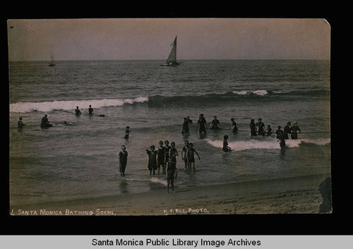 Bathers and boats, Santa Monica, Calif