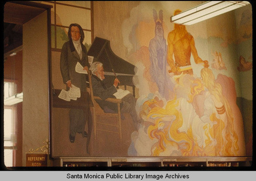 Stanton Macdonald Wright murals in the Santa Monica Public Library (503 Santa Monica Blvd.) installed August 25, 1935 : Beethoven and Richard Wagner