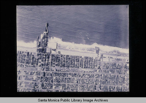 Aerial survey of the Santa Monica coastline including storm drains, watersheds and piers, north to south (Job #4915, Section 8: Crystal Pier at HollisterAvenue to the Ocean Park Pier at Pier Avenue) flown on December 13, 1937