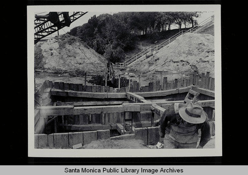 Excavation of the sewage pump plant across from the Santa Monica Pier on April 7, 1948