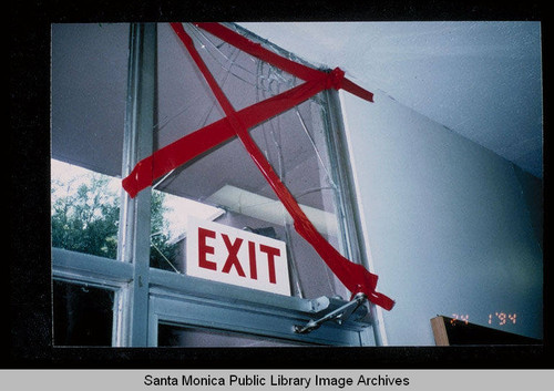 Northridge earthquake, Santa Monica Public Library, Main Library, broken glass, January 17, 1994