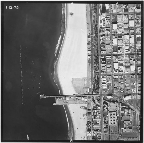 Aerial survey of Santa Monica beaches and coastline north to south from Santa Monica Canyon to the Santa Monica Pier (Image #6, 1 inch=500 feet) flown January 12, 1975