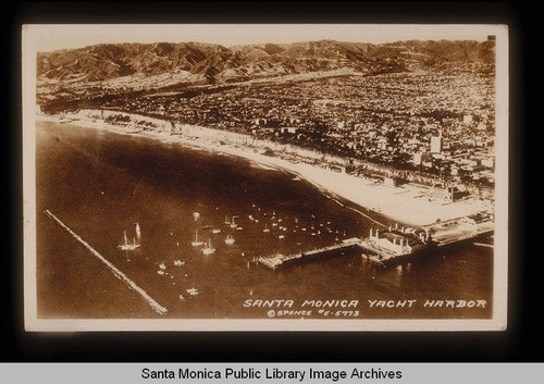 Aerial view of the Santa Monica Yacht Harbor