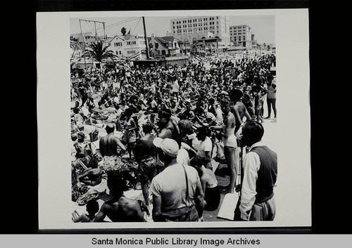 Gymnastics on Muscle Beach, Santa Monica, Calif. on July 17, 1955