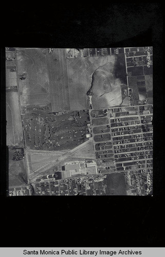 Aerial survey of the City of Santa Monica west to east over Clover Field (west - right side of image) (Job # 6233-2) flown January 5, 1940