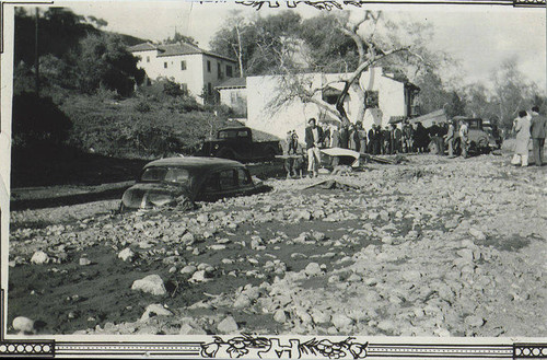 Car buried by the Santa Monica Canyon flood of 1938