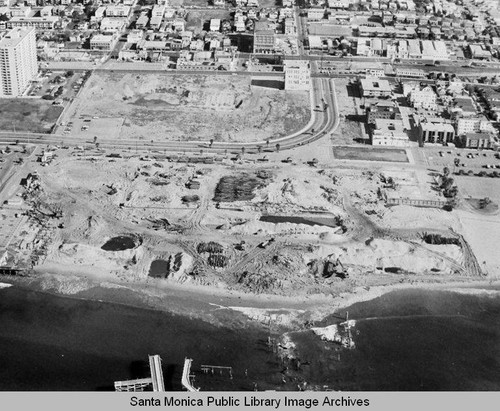 Remains of the Pacific Ocean Park Pier, Santa Monica looking east, January 13, 1975, 10:00AM