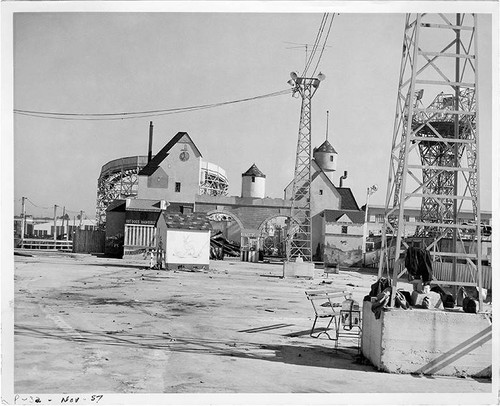 Ocean Park Pier in process of being demolished and transformed into Pacific Ocean Park, November 1957, Santa Monica, Calif